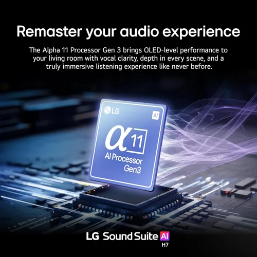 Miniatura 5 de LG Barra de sonido Sound Suite H7 – Audio espacial de 9.1.6 canales con Dolby Atmos FlexConnect inalámbrico – Procesador AI α11 Gen 3, ampliable