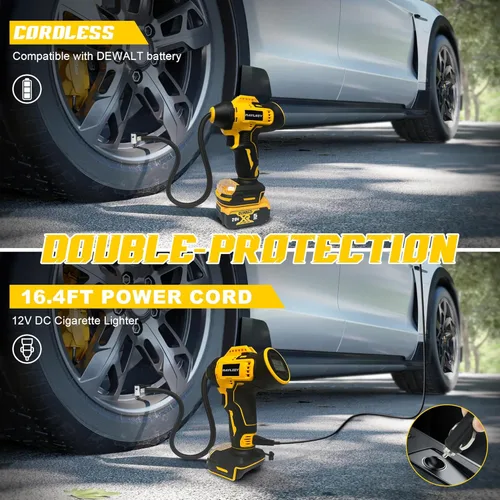 Miniatura 4 de Inflador de neumáticos inalámbrico para batería Dewalt MAX de 20 V [solo herramienta], compresor de aire portátil de 160 PSI con medidor de presión
