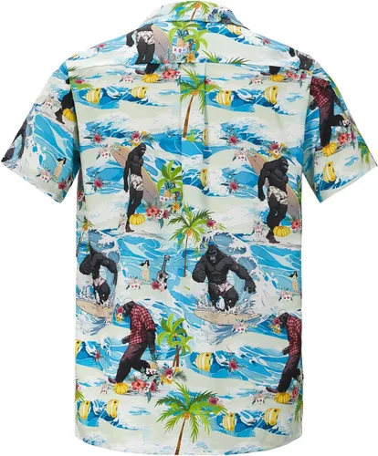 Miniatura 146 de Camisa hawaiana para hombre, con estampado floral, cómoda, con botones, casual, manga corta, ropa de playa para hombre