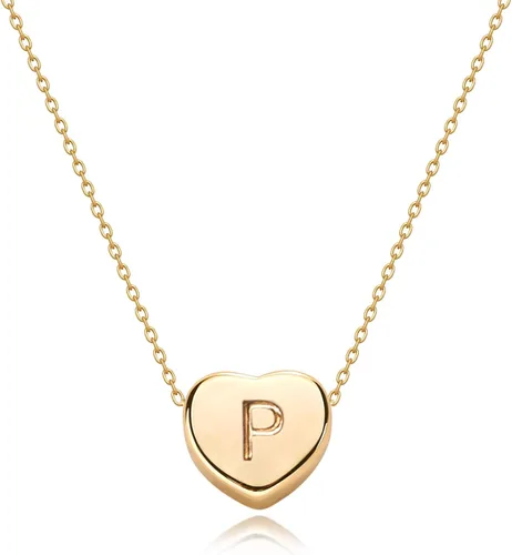 Collar con corazón pequeño e inicial, chapado en oro de 14 quilates, hecho a mano, delicado, letra personalizada, gargantilla, regalo de joyería
