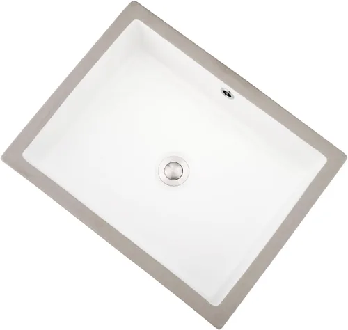 Miniatura 10 de Fregadero de baño rectangular de 20 x 15 pulgadas, color negro, de porcelana, cerámica, arte moderno, lavabo bajo encimera con desbordamiento Negro