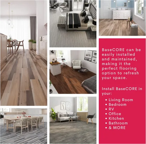 Miniatura 6 de LUCiDA SURFACES - Baldosas de vinilo de lujo, azulejos autoadhesivos para instalar uno mismo, 12 tablones con apariencia de madera, BaseCore - Blanc