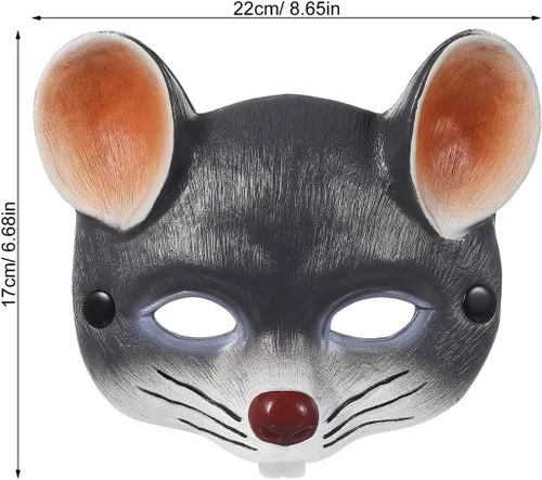 Miniatura 4 de jojofuny Máscara de rata gris: máscara de cabeza de rata cicatriz 3D, disfraz de ratón animal de media cara para Halloween, carnaval, mascarada