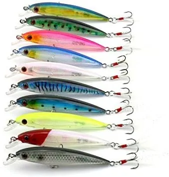 10pcs Minnow Pesca Señuelos Bass Wobble swimbaits carpa trucha bagre cebos de pesca Pesca Aparejos de pesca 3.5 in 0.28 oz