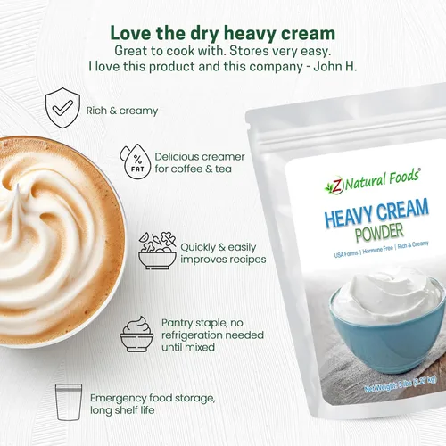Miniatura 3 de Z Natural Foods Crema en polvo pesada – Densa en nutrientes y deliciosa crema en polvo con 1 año de vida útil – Fácil de usar y perfecta para café