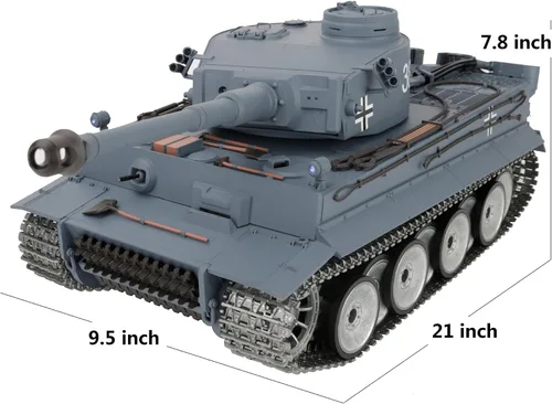 Miniatura 5 de 1/16 2.4ghz Control remoto alemán Tiger I en color gris, modelo de tanque para adultos