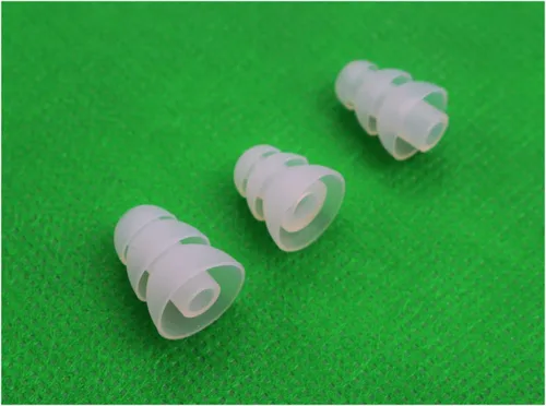 Miniatura 3 de Punta de oreja de triple brida, 6 pares de puntas de silicona con aislamiento de ruido de tres bridas tamaño S/M/L, con orificio para conector