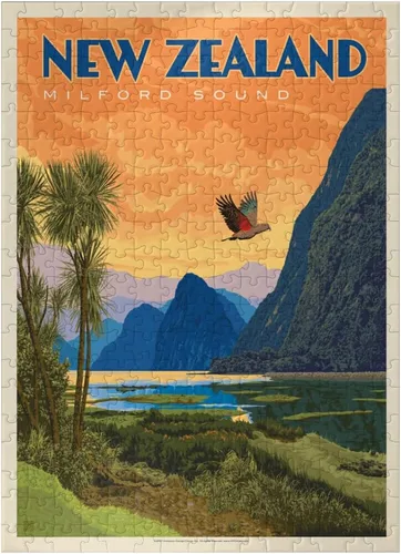 Miniatura 8 de MyPuzzle New Zealand: Milford Sound, Vintage Poster - Rompecabezas prémium de 100 piezas para adultos