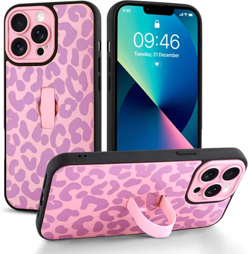 Miniatura 48 de Funda compatible con iPhone 17 Pro Max con correa de mano para los dedos, funda de teléfono con estampado de leopardo y guepardo para mujeres
