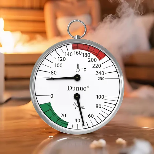 Miniatura 4 de Termómetro de sauna de 4 pulgadas Fahrenheit e higrómetro, montado para caja de sauna de vapor portátil, ideal