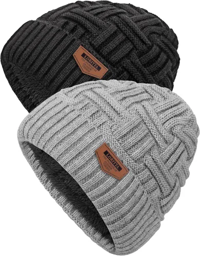 Miniatura 59 de Loritta Gorro de invierno cálido de punto grueso y holgado para hombre