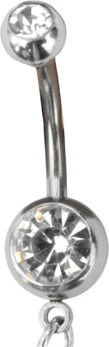 Miniatura 3 de Handcrafted Navel Ring Curved Barbell With Crystal Clear Rhinestone Inserts And A Clear Crystal Style Star Charm Dangle Belly Button Ring Body