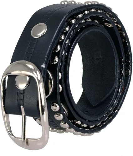 Miniatura 5 de Milwaukee Leather MP7131 Cinturón de motociclista de cuero negro con tachuelas cromadas con emblema de estrella, hebilla intercambiable, 1.5