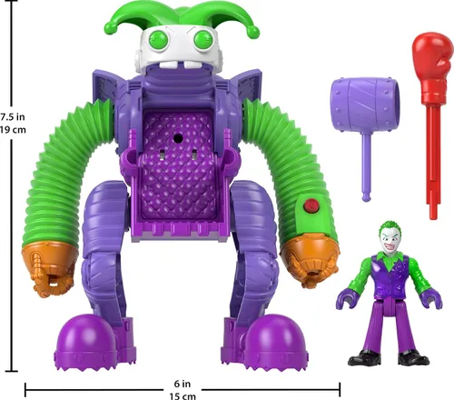 Miniatura 3 de DC Super Friends Fisher-Price Imaginext El juguete de Robot de batalla de El Joker con figura articulable y luces para juego de simulación