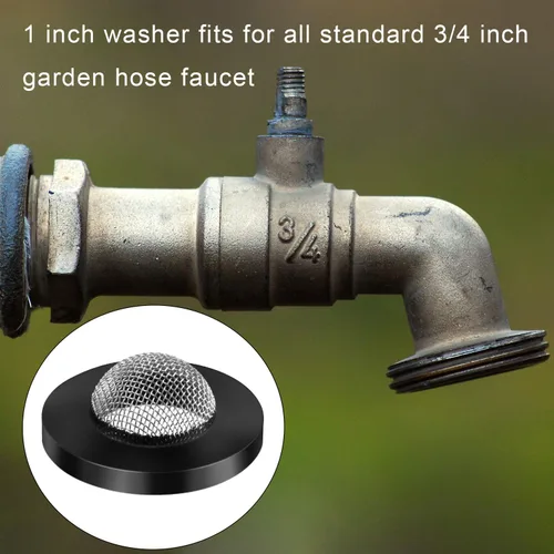 Miniatura 7 de 20 piezas de arandelas de manguera con filtro de pantalla, arandelas de filtro de acero inoxidable y junta de filtro de goma negra para entrada de 1