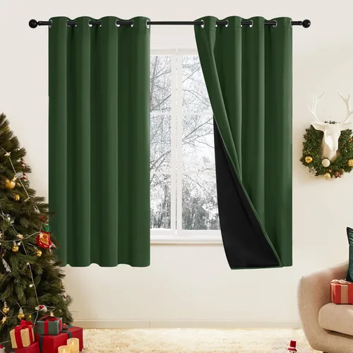 Miniatura 88 de Deconovo Cortinas 100% opacas, cortinas de ventana con aislamiento térmico, paneles reductores de ruido, cortinas de forro negro, con ojales
