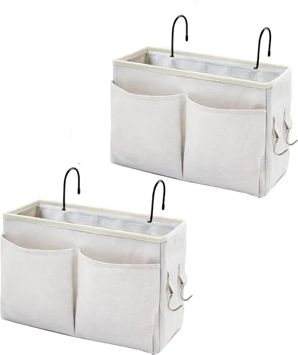 Miniatura 10 de Organizador de Mesita de Noche/Bolsa de Almacenamiento Colgante de Mesita de Noche Organizador Multifuncional para Literas Camas de Hospital Rieles