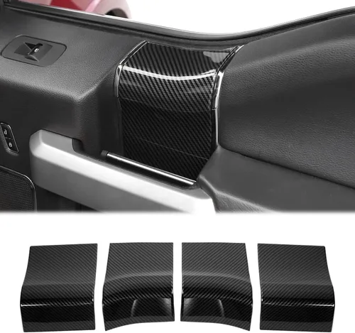 Miniatura 8 de Hoolcar Cubierta de ABS para manija de puerta interior, accesorios para Ford F150 2015-2020, grano de madera negro