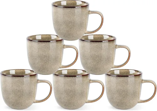 Miniatura 12 de AmorArc Tazas de café de 12 onzas, juego de 6 tazas de café de cerámica para hombre, mujer, papá, mamá, tazas de café modernas con asa para café