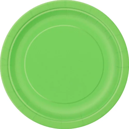Miniatura 4 de Platos redondos de papel de postre color verde lima, 7 pulgadas (paquete de 20), platos de fiesta vibrantes para golosinas apetitosas, perfectos