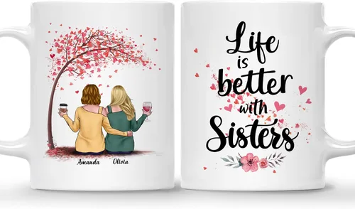 Miniatura 18 de Gossby - Taza de café personalizada para mujer, 2 unidades, con nombres personalizados Taza personalizada para dos mujeres, taza de café