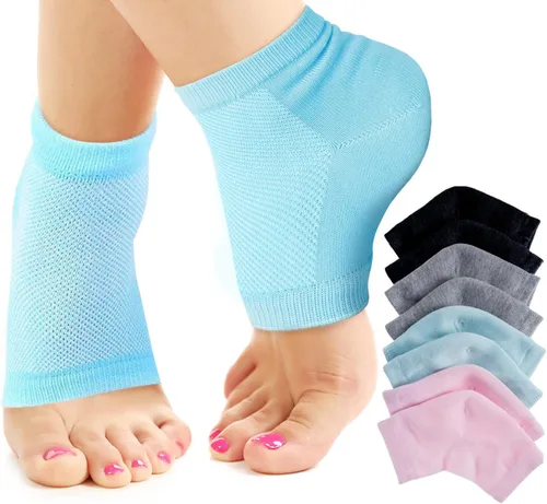 4 pares de calcetines hidratantes para reparación de talones secos y agrietados, mangas de talón de gel hidratantes, punta abierta, calcetines