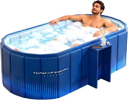 Bañera Portátil para Adultos de 59" Grande Bañera Plegable de Inmersión en Frío Bañera de Hielo Plegable Sin Instalación para Cabina de Ducha, Baño