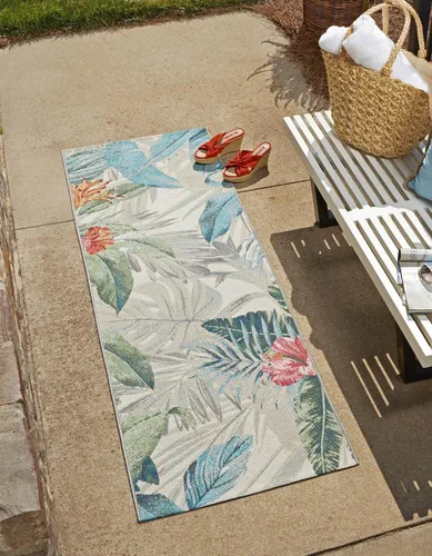 Miniatura 8 de Unique Loom Outdoor Botanical Collection - Alfombra Kula (4 pies 1 pulgada octágono multi/gris)