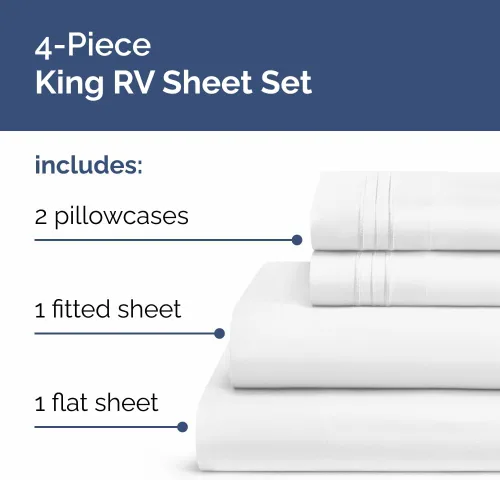 Miniatura 2 de Juego de sábanas tamaño King para RV de 72" x 80" - Sábanas de 4 piezas para cama RV Short Queen - Ultra suaves, transpirables y refrescantes - 01