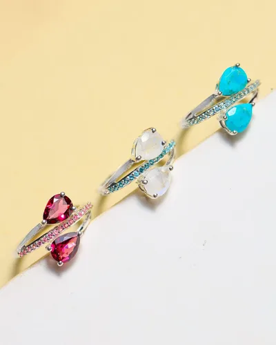 Miniatura 5 de YoTreasure Moonstone London Blue Topaz Rhodolite Garnet TourmalineTurquoise Swiss Blue Topaz 925 Sterling Silver Engagement Ring Jewelry