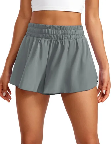 Miniatura 12 de CRZ YOGA Pantalones cortos de correr 2 en 1 para mujer, cintura alta, secado rápido, para atletismo, gimnasio, descanso, entrenamiento, lindas