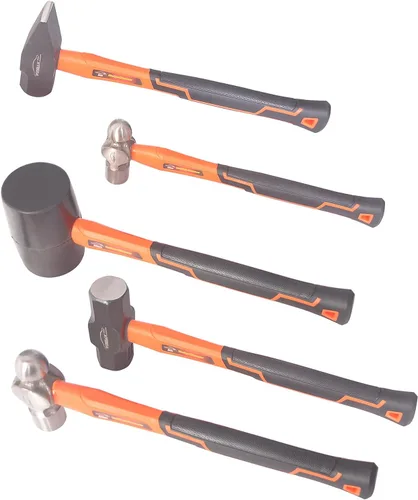 Miniatura 4 de Juego de martillos de 5 piezas, martillos de bola de 16 onzas y 32 onzas, mazo de goma de 32 onzas, martillos de trineo y cruz de 3 libras, naranja