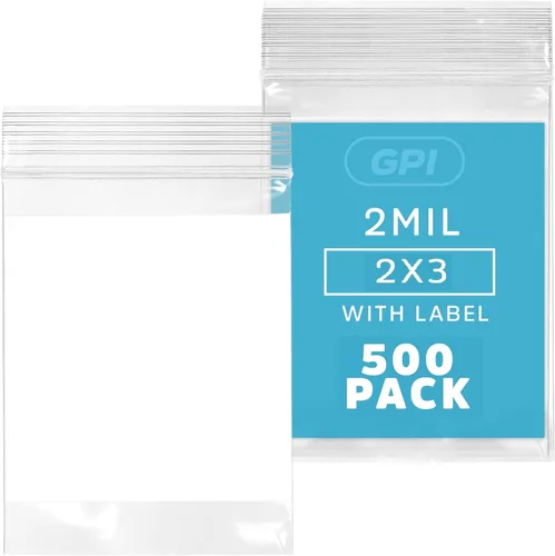 Miniatura 16 de GPI Caja de 1000 bolsas de plástico transparente recerrable con cremallera de 3" x 4" - A granel de 2 mil de grosor, bolsitas de poli fuertes