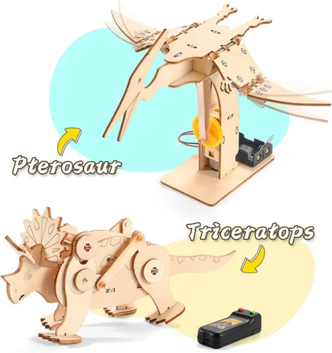 Miniatura 5 de Kits STEM de dinosaurios para niños de 8 a 10 a 12 años, juguetes de construcción de madera 4 en 1 para niños de 8 a 12 años, kit de carpintería