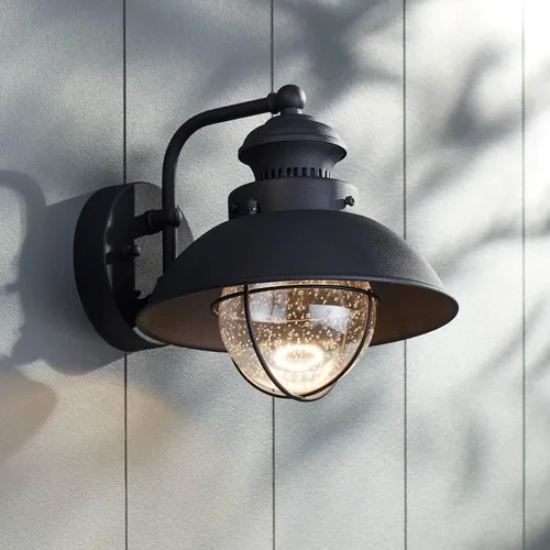 Miniatura 2 de John Timberland Fordham Farmhouse - Lámpara de pared industrial rústica para exteriores, de metal negro, 8 pulgadas, aplique de vidrio semillero