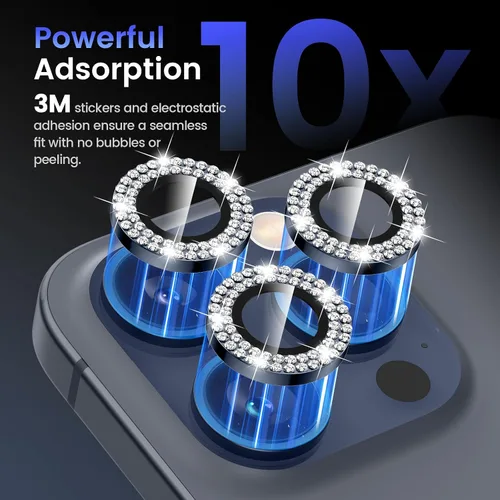 Miniatura 4 de Tensea Protector de lente de cámara Compatible para iPhone 17 Pro Max/17 Pro/15 Pro Max/15 Pro/16 Pro Max/16 Pro/14 Pro Max/14 Pro, Cubierta de Azul