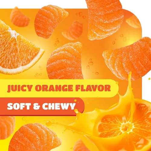 Miniatura 5 de Rebanadas de naranja – Paquete de 2 libras (65 unidades) – Caramelos de gelatina – Rebanadas de frutas con sabor natural – Caramelos masticables sin