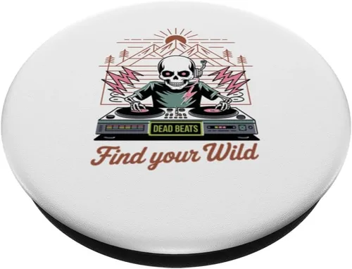 Miniatura 2 de Dead Beats Skeleton Dj Music Fun Turntables Retro Punk EDM PopSockets Adhesive PopGrip