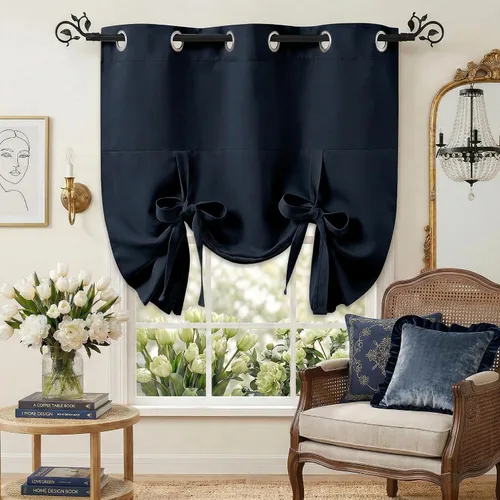 Miniatura 11 de Pony Dance Persianas Opacas para Ventanas - Juego de Cortinas Enrollables y Cenefas Estilo Romano Globo con Ojales en la Parte Superior para Verde