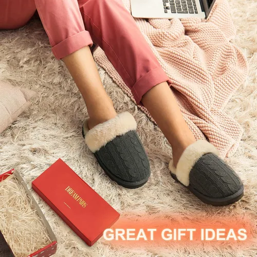 Miniatura 6 de DREAM PAIRS - Pantuflas de punto trenzado y piel sintética para mujer