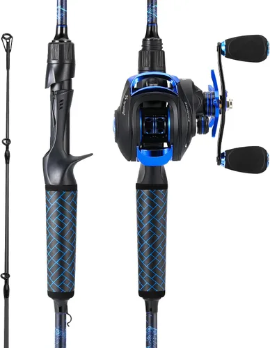 Sougayilang Spinning & Baitcaster - Combo de caña de pescar y carrete, 2 piezas en blanco de grafito IM7, guías de acero inoxidable con anillos de