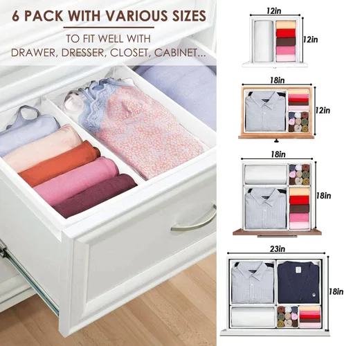 Miniatura 4 de Criusia Paquete de 6 organizadores de cajones de ropa, organizador plegable de tela para ropa, organizador de cajones de ropa interior, calcetines