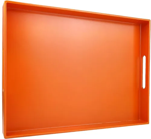 Miniatura 15 de Bandeja azul para mesa de café, bandeja decorativa rectangular de plástico con asas para entretenimiento, patio al aire libre, sala de estar