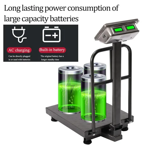 Miniatura 2 de Báscula de plataforma industrial de 660 libras con barandilla extraíble LB/KG para computación de peso, báscula digital, báscula de plataforma