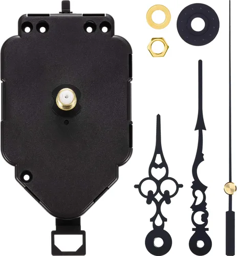 Hicarer Kit de movimiento de reloj de cuarzo para bricolaje, péndulo de mecanismo de movimiento de reloj de repuesto (longitud de la varilla de 0.9