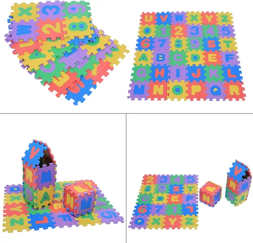 Miniatura 7 de Tapete de juego de espuma EVA para niños, 36 piezas de tapetes suaves de rompecabezas con números y letras, suelo educativo grueso para habitación