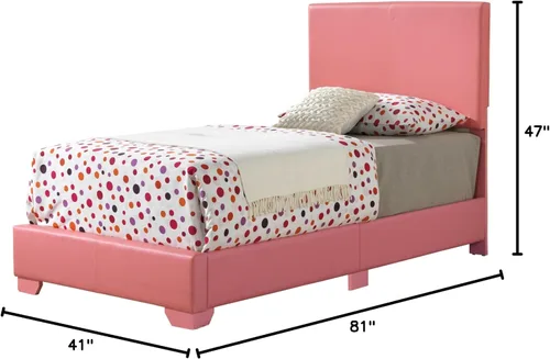 Miniatura 3 de Glory Furniture Cama individual tapizada de piel sintética Aaron en color rosa