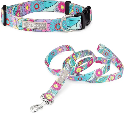 Miniatura 48 de Lucky Love Dog - Collar para perras pequeñas, diseño Blackbird de estampado alegre con flores de primavera y verano, talla XS