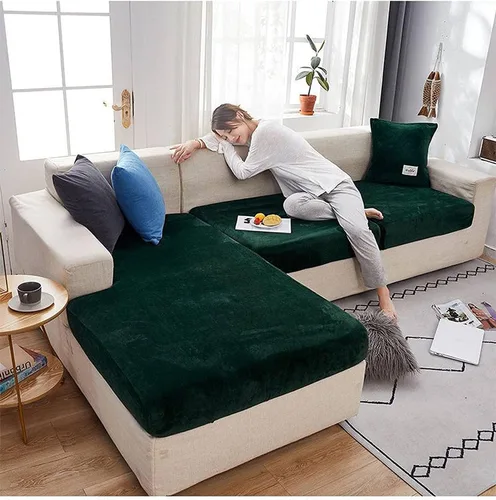 Miniatura 12 de Funda de cojín de terciopelo para sofá en forma de L, funda elástica para cojines de asiento, protector de muebles suave y antideslizante para silla