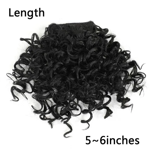 Miniatura 7 de Peluca rizada con flequillo corto afro para mujeres negras, G&T Wig, rizos esponjosos, flequillo clip-in (1B, flequillo simple)
